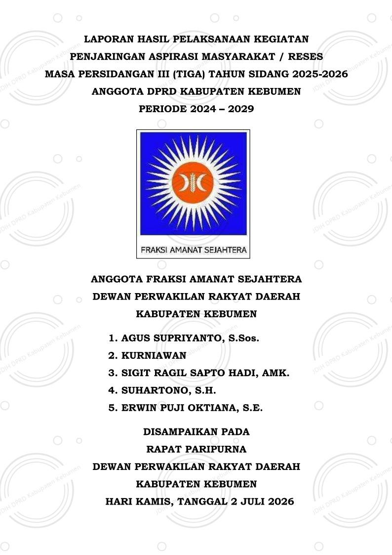Laporan Reses Fraksi Amanat Sejahtera Masa Persidangan III Tahun Sidang 2025–2026